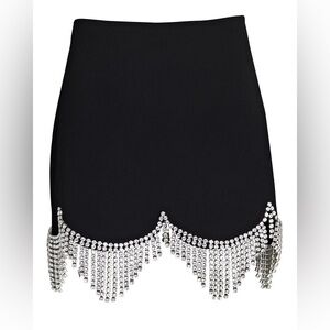 AREA BLACK MINI SKIRT IN WOOL WITH CRYSTALS SIZE 8
